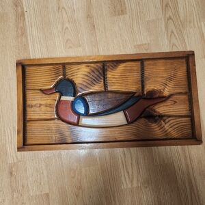 Woodchuckers Mallard duck wood block picture/serving tray 12.5 x 24.5